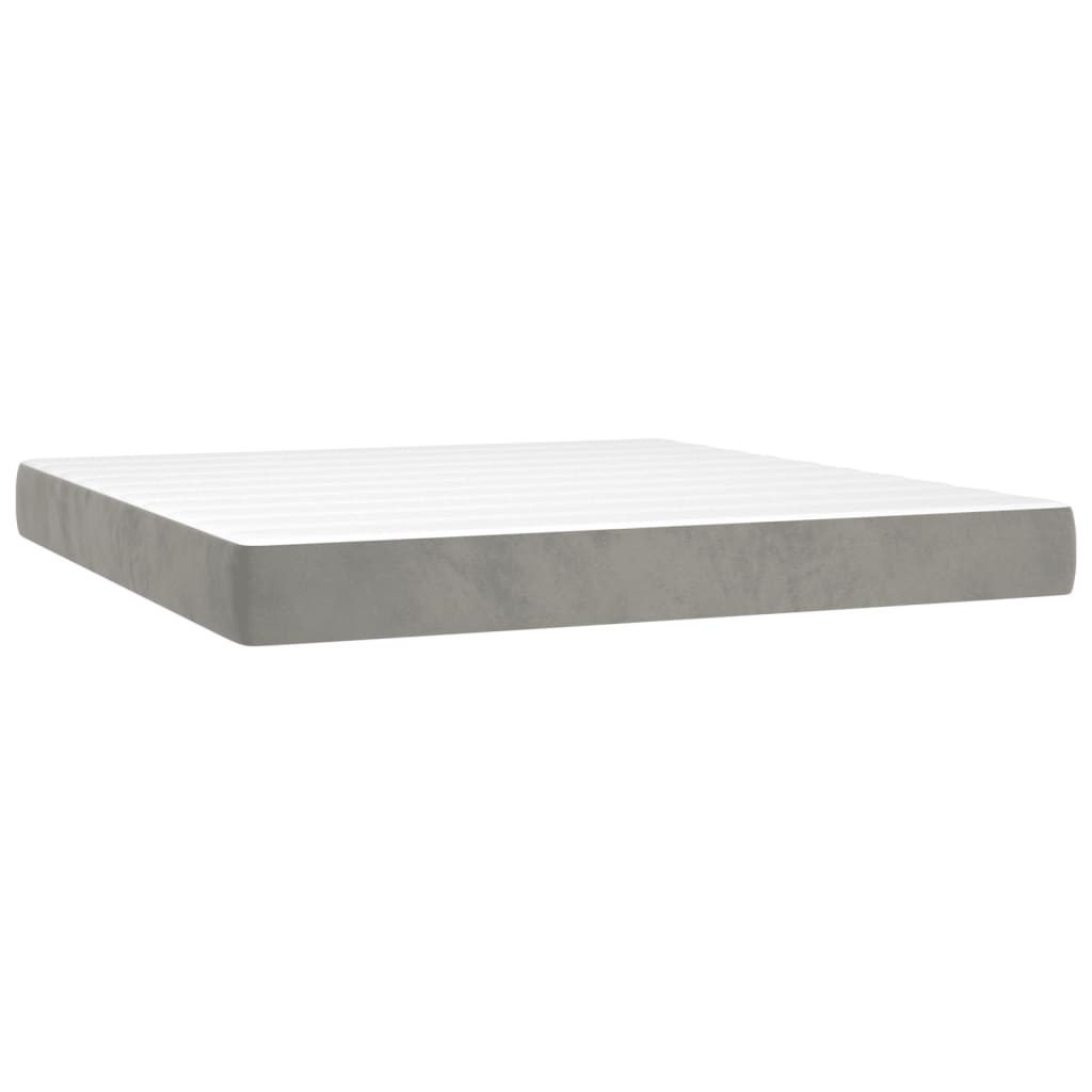 Boxspring met matras fluweel lichtgrijs 180x200 cm is nu te koop bij PeponiXL, paradijselijk wonen!
