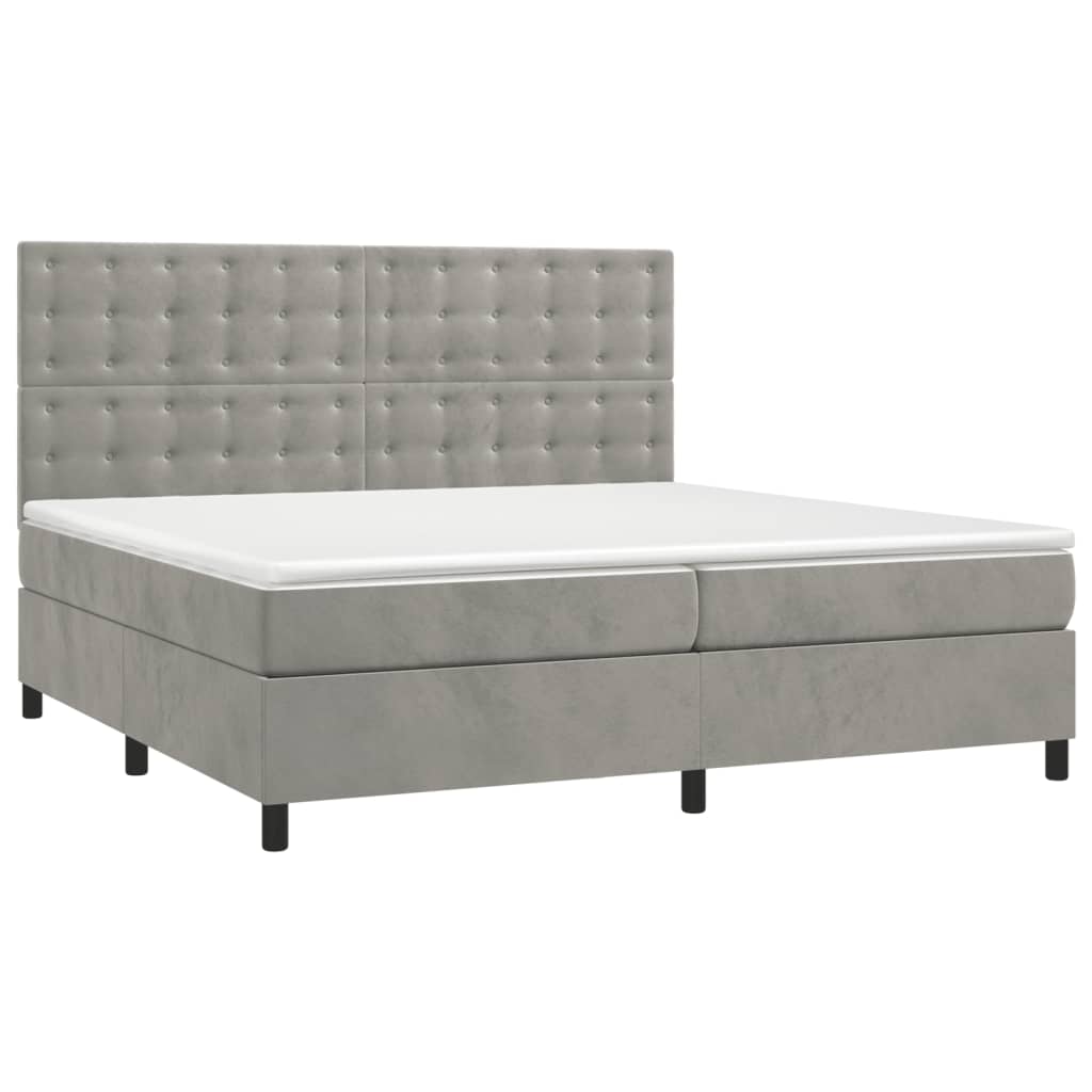 Boxspring met matras fluweel lichtgrijs 200x200 cm is nu te koop bij PeponiXL, paradijselijk wonen!
