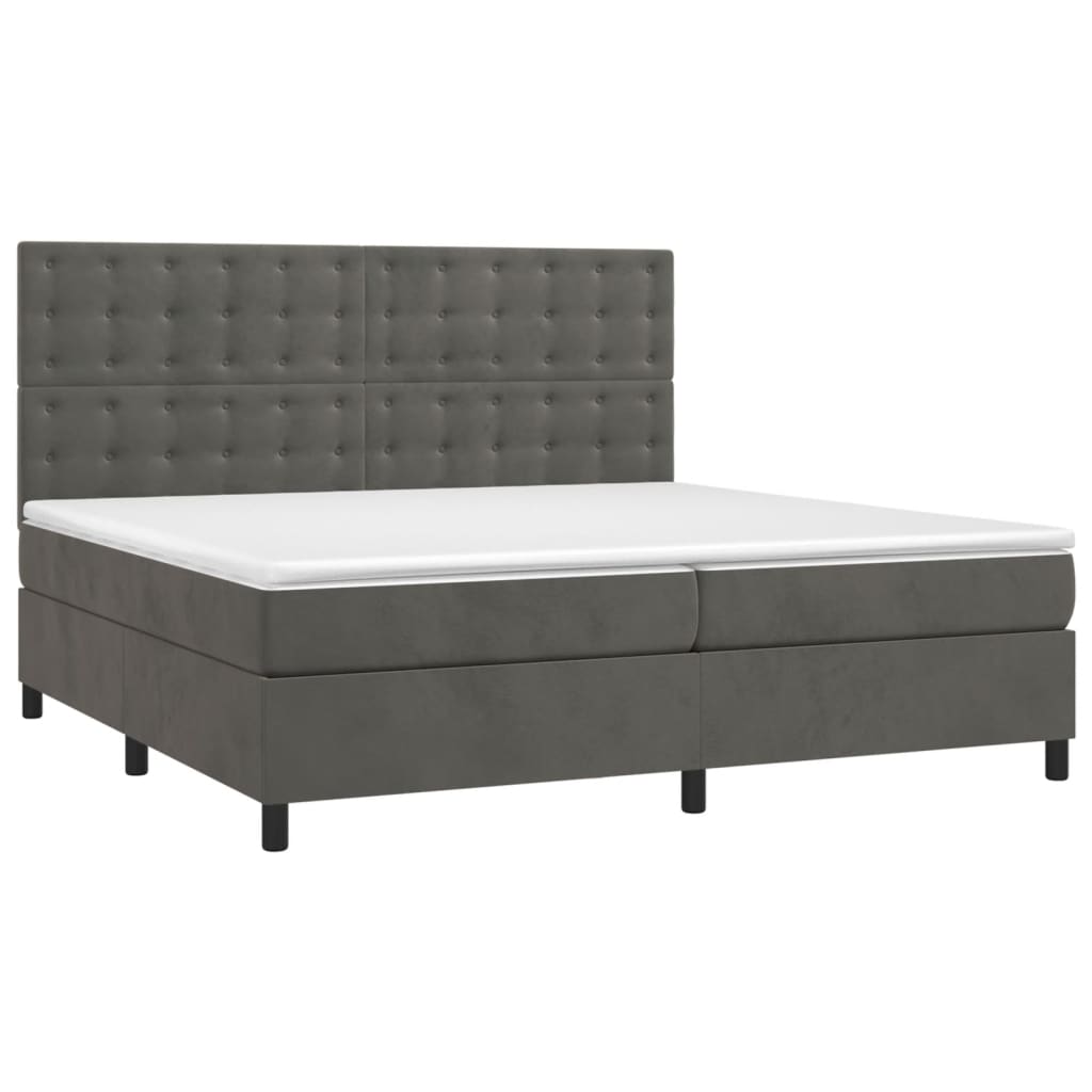 Boxspring met matras fluweel donkergrijs 200x200 cm is nu te koop bij PeponiXL, paradijselijk wonen!