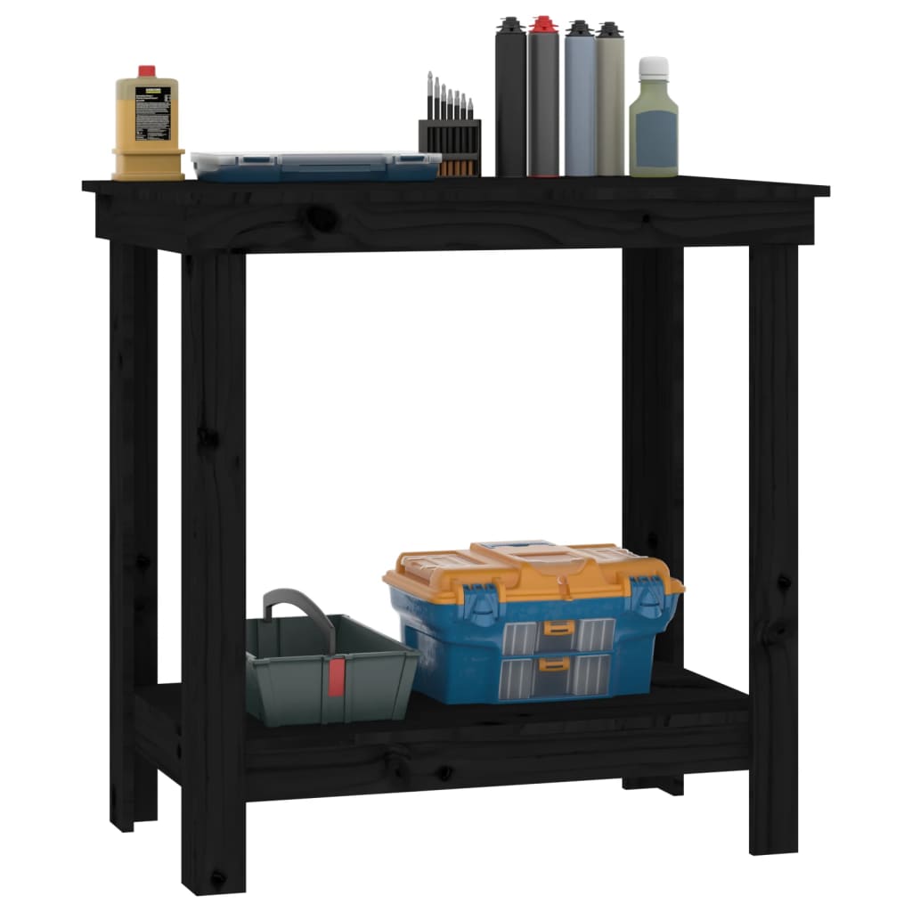 werkbank 80x50x80 cm massief grenenhout zwart is nu te koop bij PeponiXL, paradijselijk wonen!