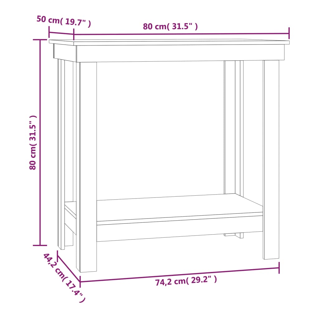 werkbank 80x50x80 cm massief grenenhout zwart is nu te koop bij PeponiXL, paradijselijk wonen!