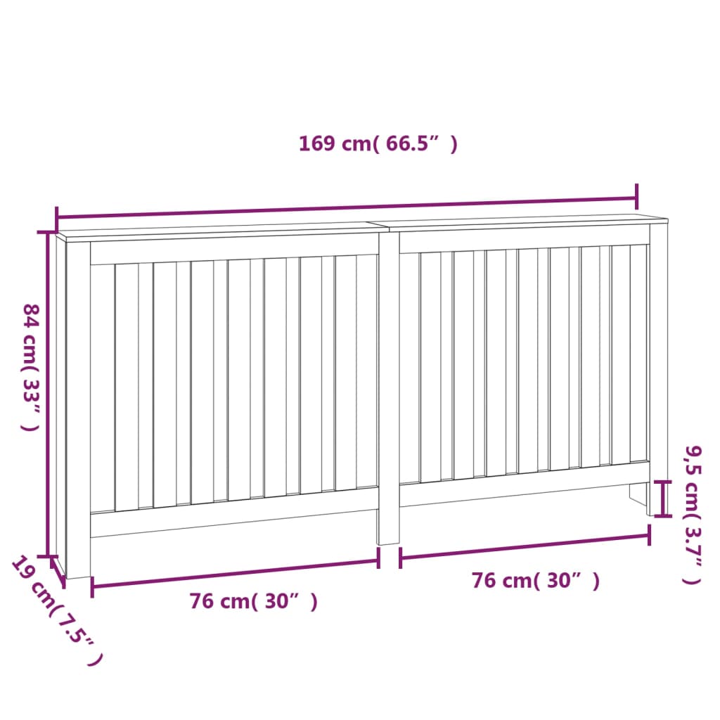 Radiatorombouw 169x19x84 cm massief grenenhout wit is nu te koop bij PeponiXL, paradijselijk wonen!
