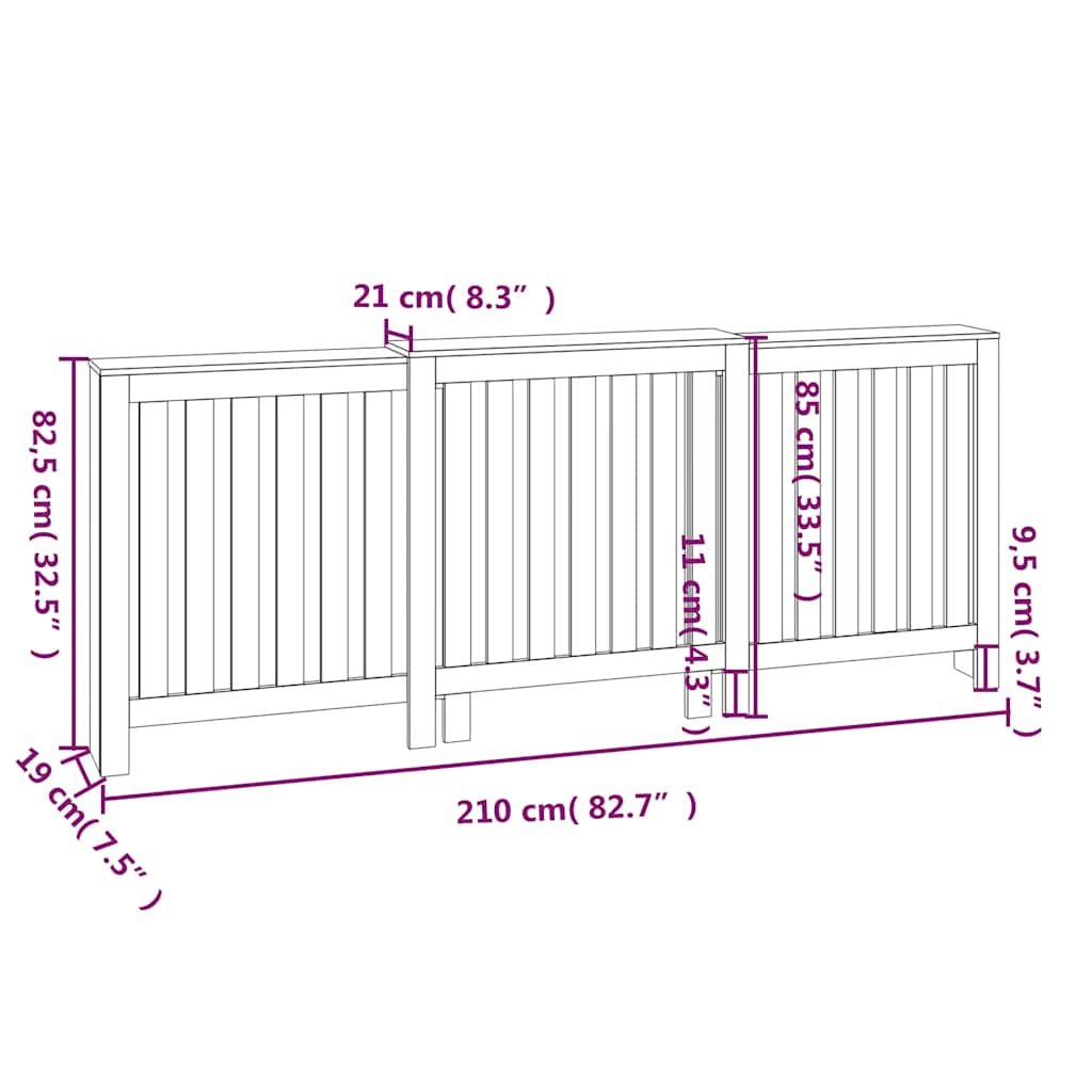 Radiatorombouw 210x21x85 cm massief grenenhout wit is nu te koop bij PeponiXL, paradijselijk wonen!
