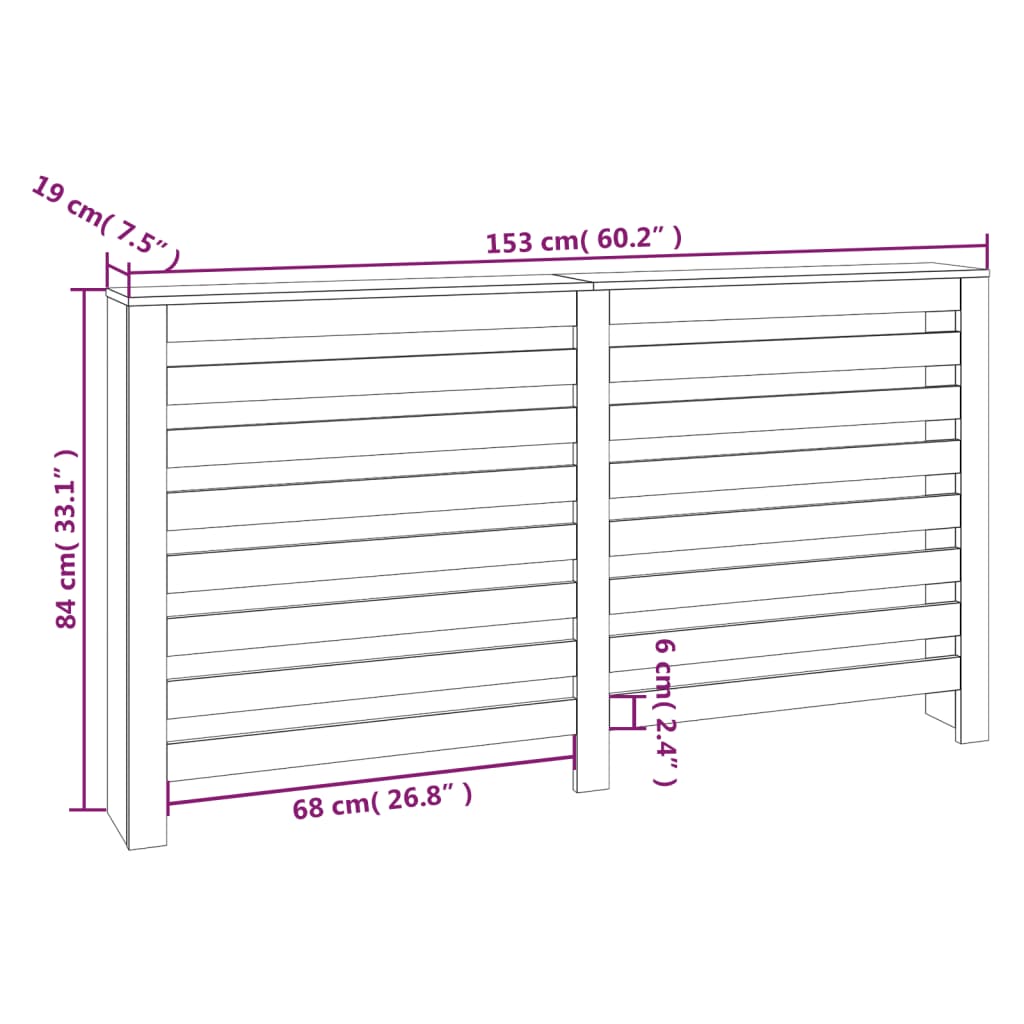 Radiatorombouw 153x19x84 cm massief grenenhout wit is nu te koop bij PeponiXL, paradijselijk wonen!