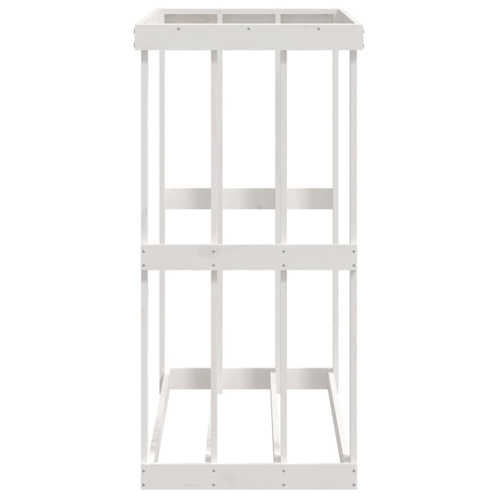 Houtblokhouder 108x52x106 cm massief grenenhout wit is nu te koop bij PeponiXL, paradijselijk wonen!