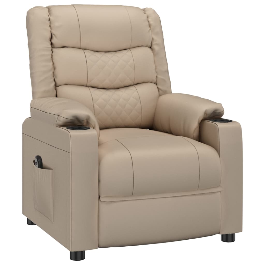 Fauteuil verstelbaar elektrisch kunstleer cappuccinokleurig is nu te koop bij PeponiXL, paradijselijk wonen!
