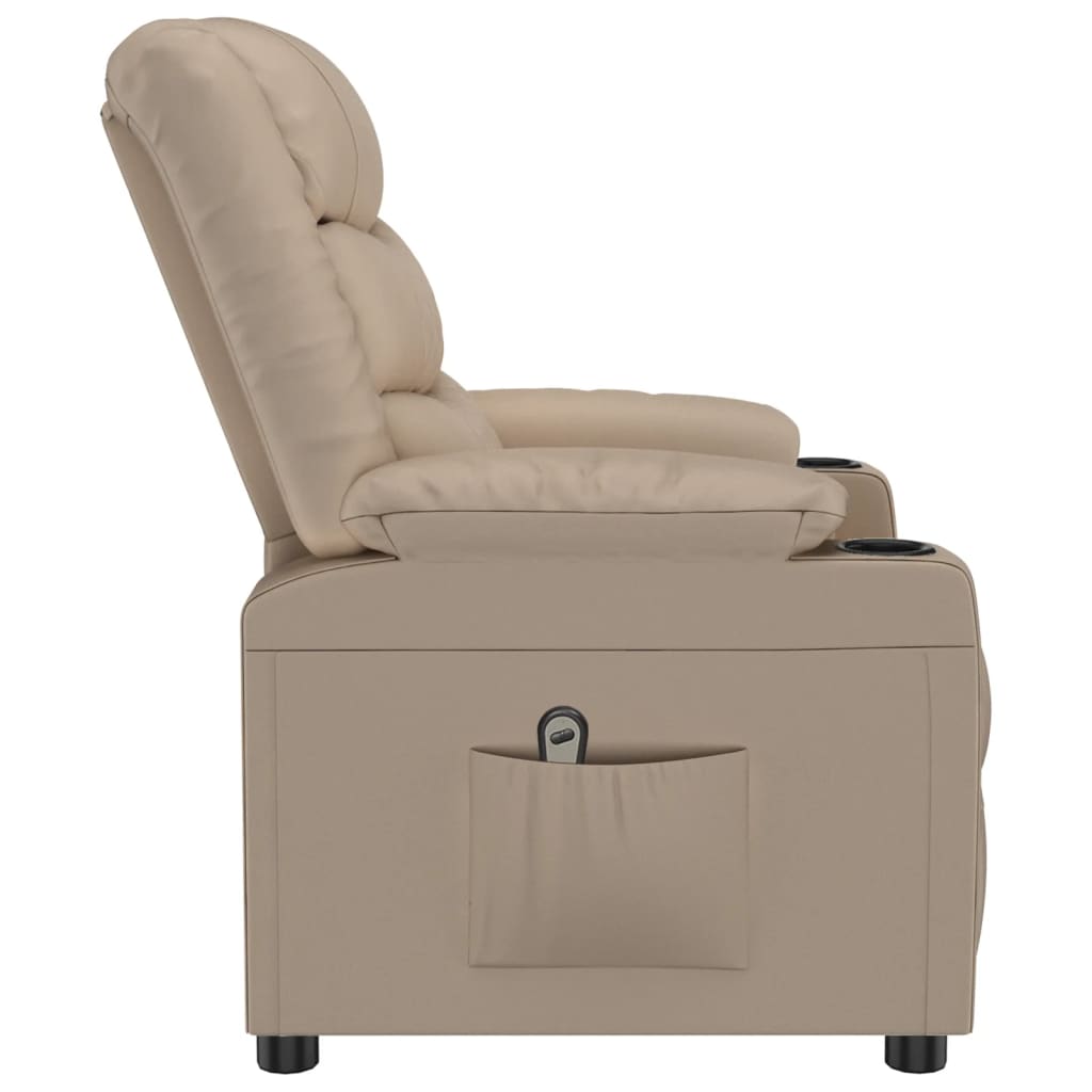 Fauteuil verstelbaar elektrisch kunstleer cappuccinokleurig is nu te koop bij PeponiXL, paradijselijk wonen!
