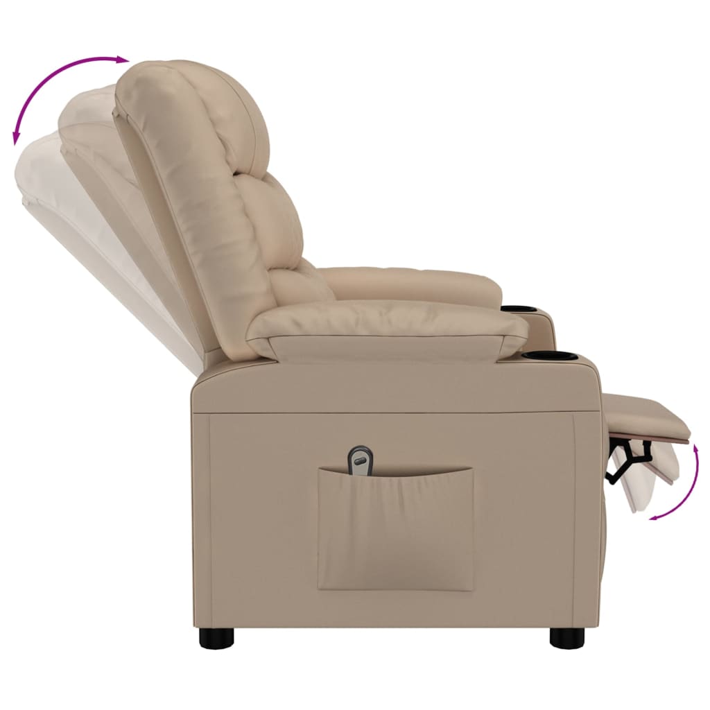 Fauteuil verstelbaar elektrisch kunstleer cappuccinokleurig is nu te koop bij PeponiXL, paradijselijk wonen!