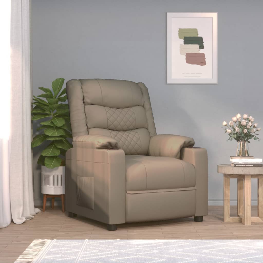 Fauteuil verstelbaar elektrisch kunstleer cappuccinokleurig is nu te koop bij PeponiXL, paradijselijk wonen!