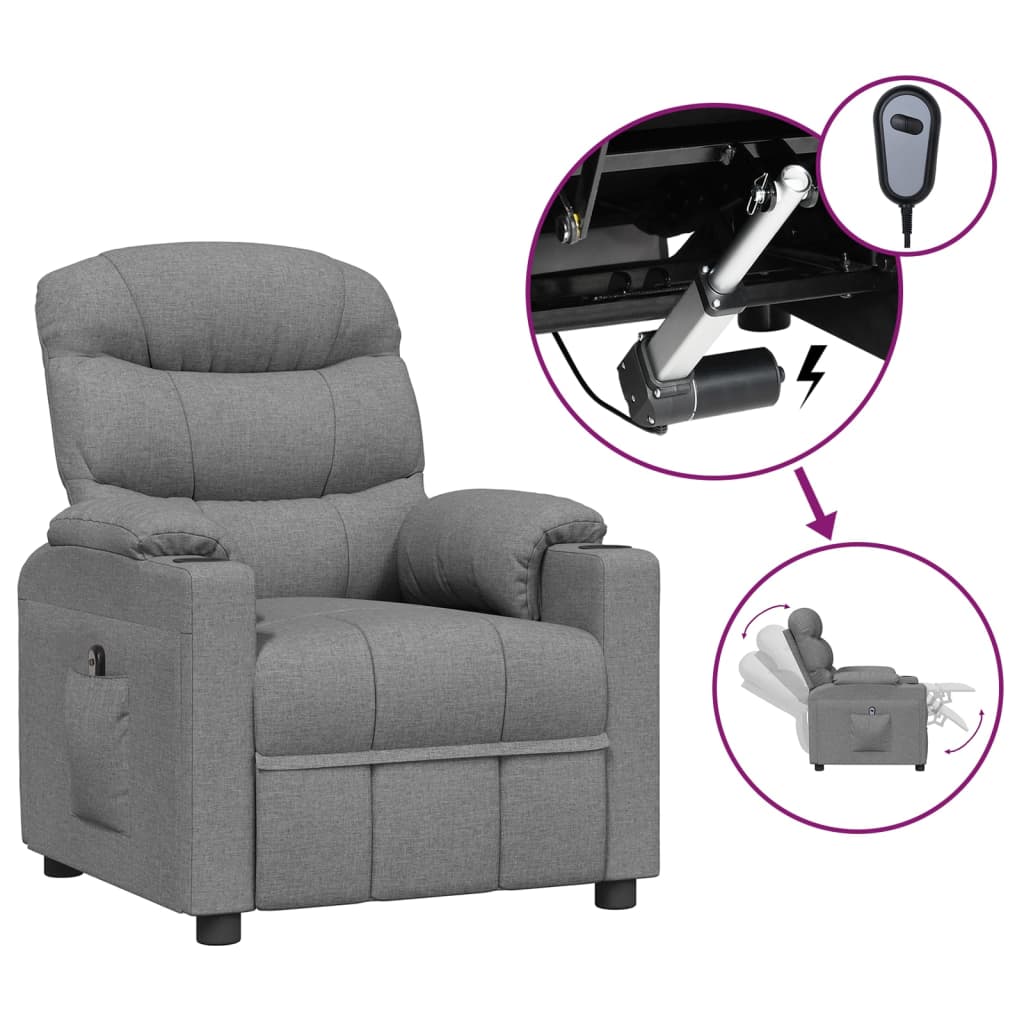 Fauteuil elektrisch verstelbaar stof lichtgrijs is nu te koop bij PeponiXL, paradijselijk wonen!