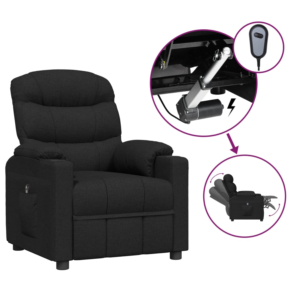 Fauteuil verstelbaar elektrisch stof zwart is nu te koop bij PeponiXL, paradijselijk wonen!