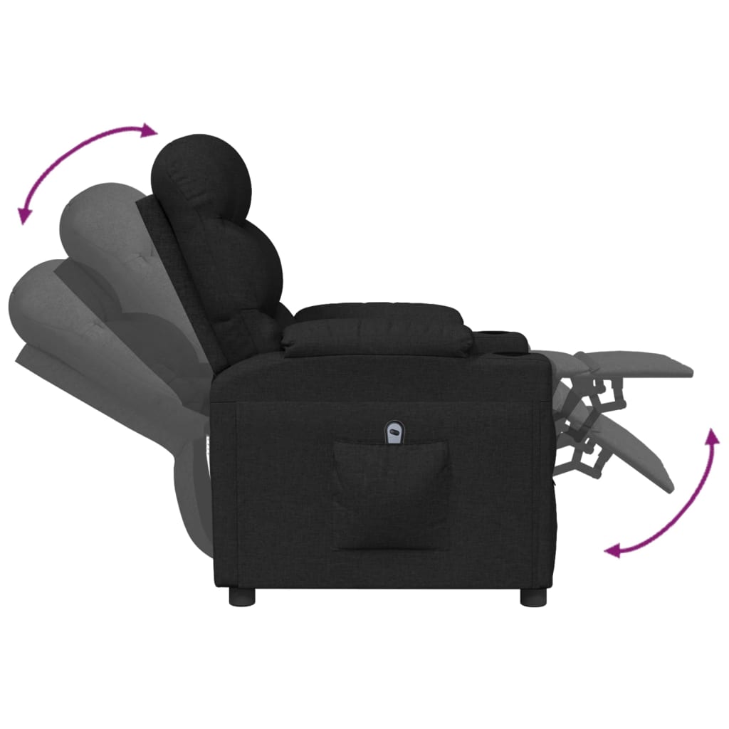 Fauteuil verstelbaar elektrisch stof zwart is nu te koop bij PeponiXL, paradijselijk wonen!