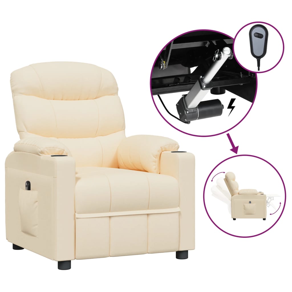 Fauteuil verstelbaar elektrisch stof crèmekleurig is nu te koop bij PeponiXL, paradijselijk wonen!