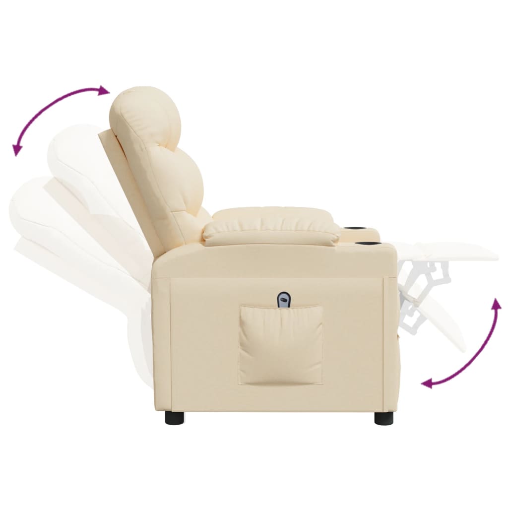 Fauteuil verstelbaar elektrisch stof crèmekleurig is nu te koop bij PeponiXL, paradijselijk wonen!