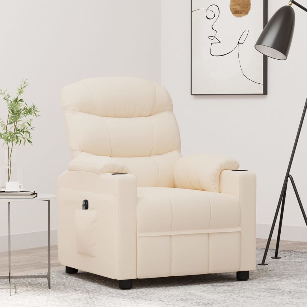 Fauteuil verstelbaar elektrisch stof crèmekleurig is nu te koop bij PeponiXL, paradijselijk wonen!