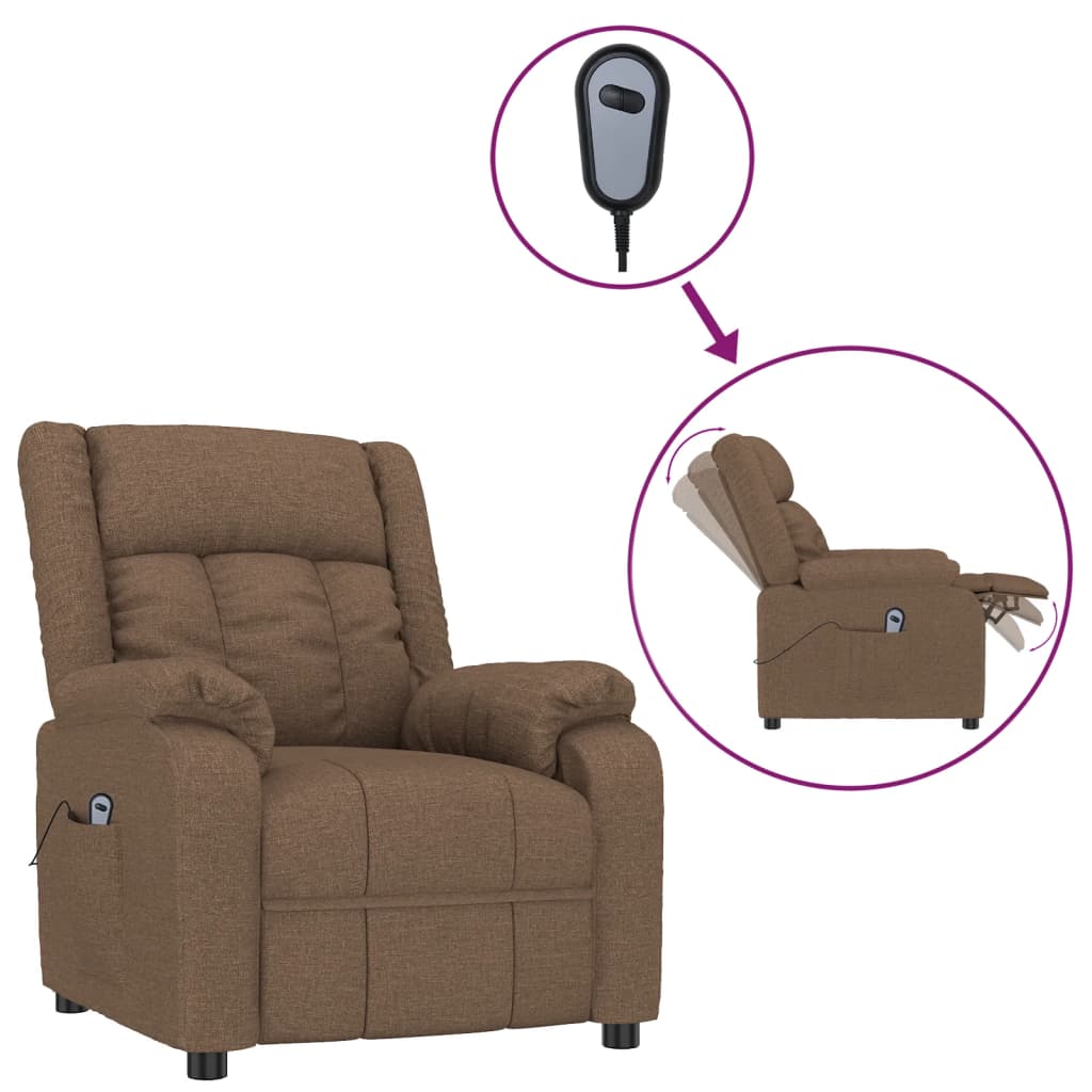Fauteuil verstelbaar elektrisch stof bruin is nu te koop bij PeponiXL, paradijselijk wonen!