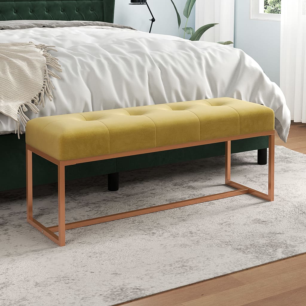 Bankje 110x36x45 cm fluweel mosterdgeel is nu te koop bij PeponiXL, paradijselijk wonen!