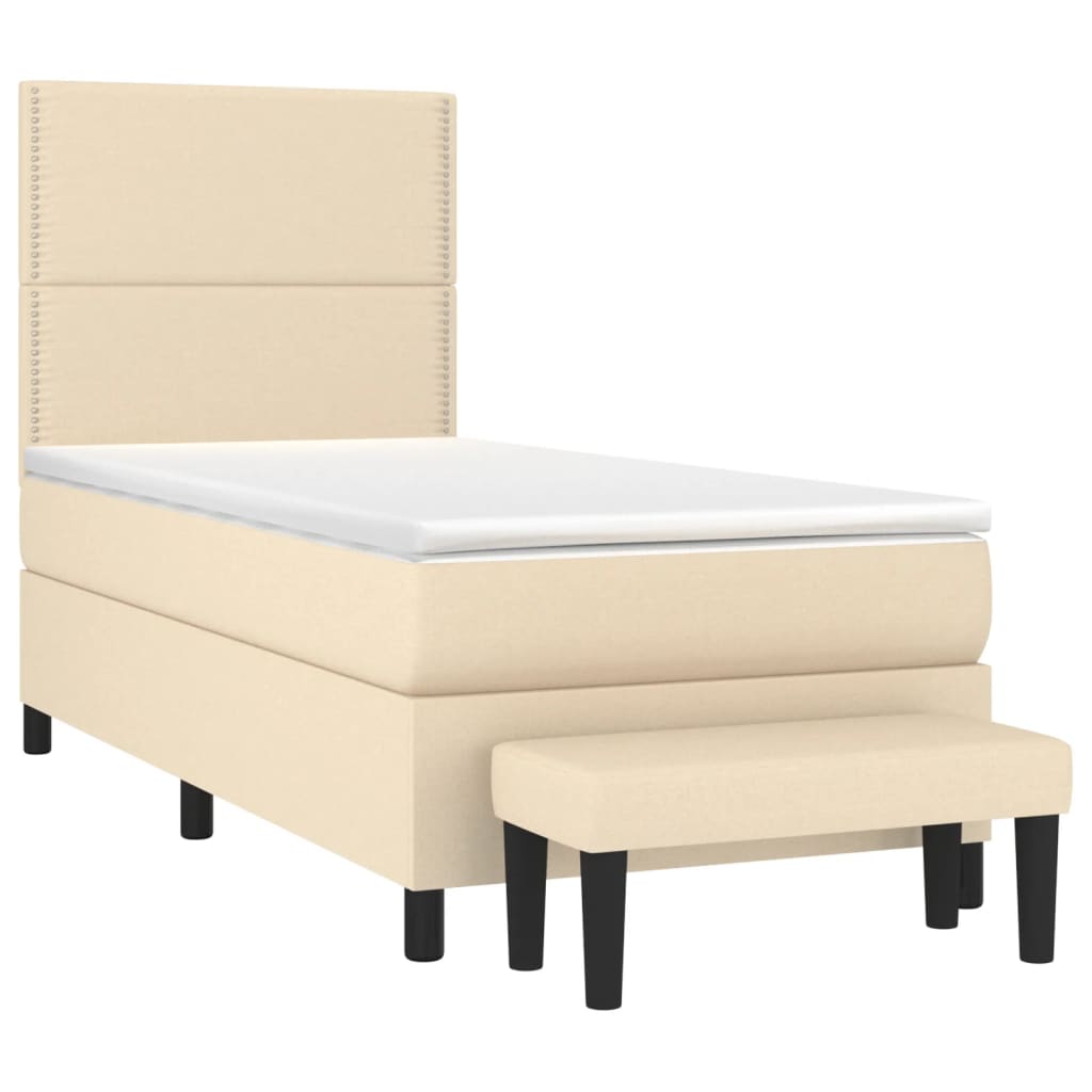 Boxspring met matras stof crèmekleurig 90x190 cm is nu te koop bij PeponiXL, paradijselijk wonen!