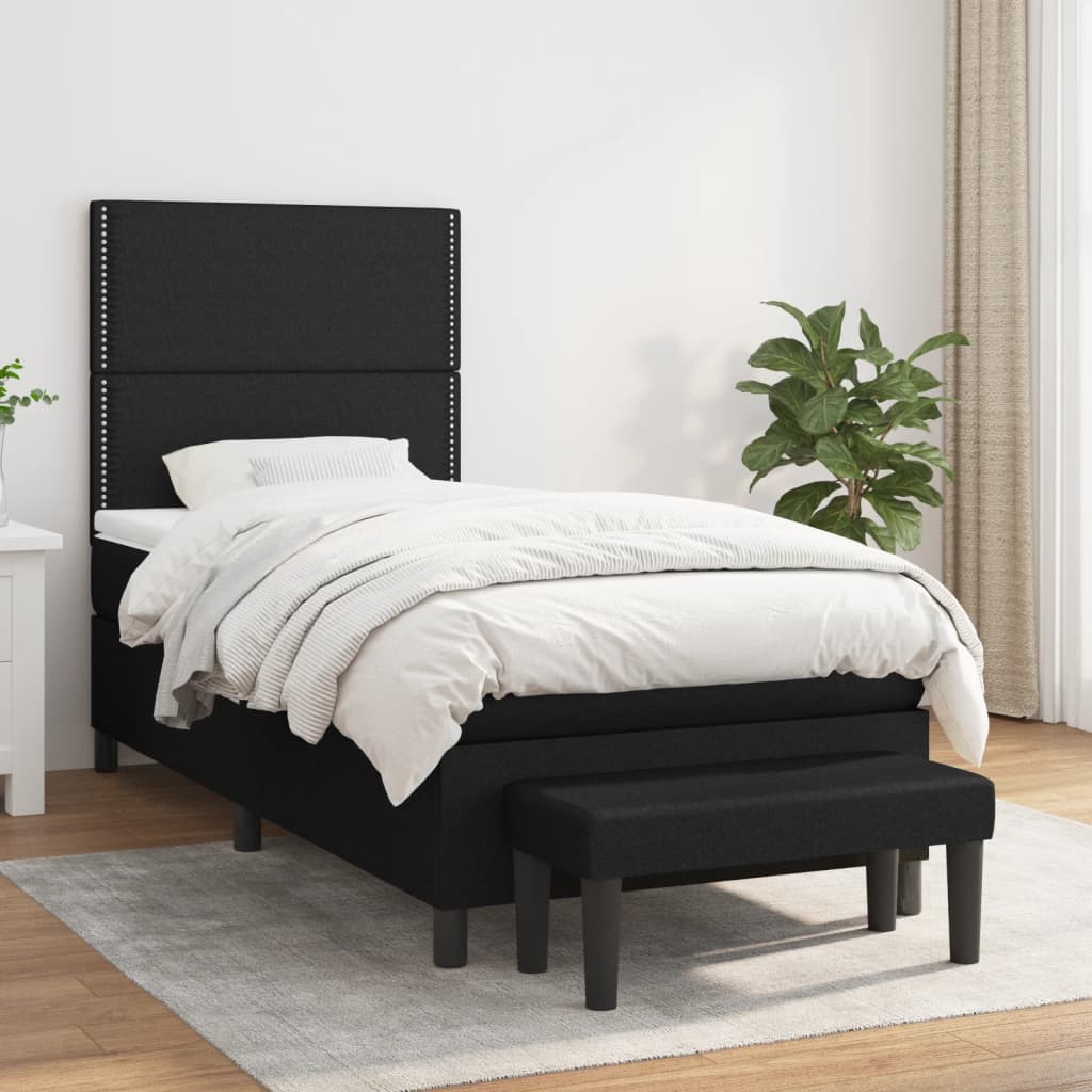 Boxspring met matras stof zwart 90x200 cm is nu te koop bij PeponiXL, paradijselijk wonen!