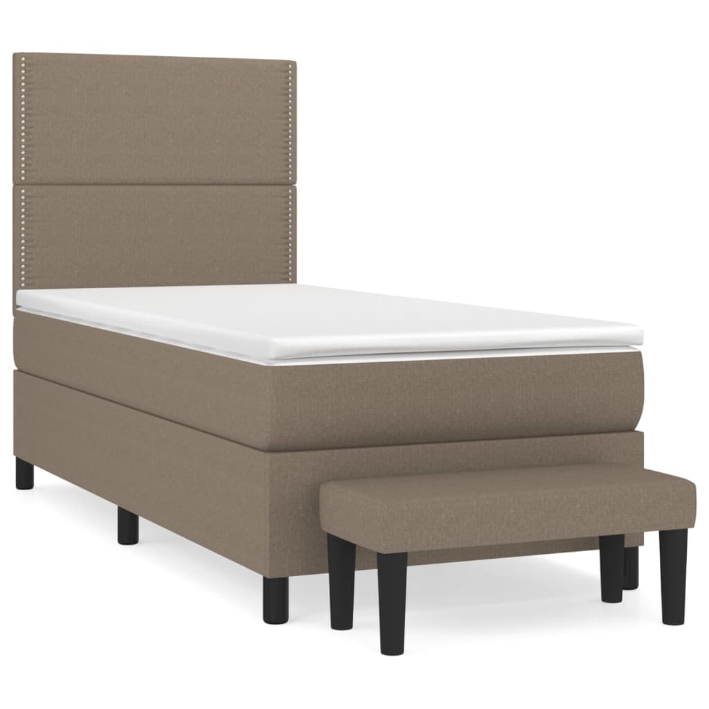 Boxspring met matras stof taupe 90x200 cm is nu te koop bij PeponiXL, paradijselijk wonen!