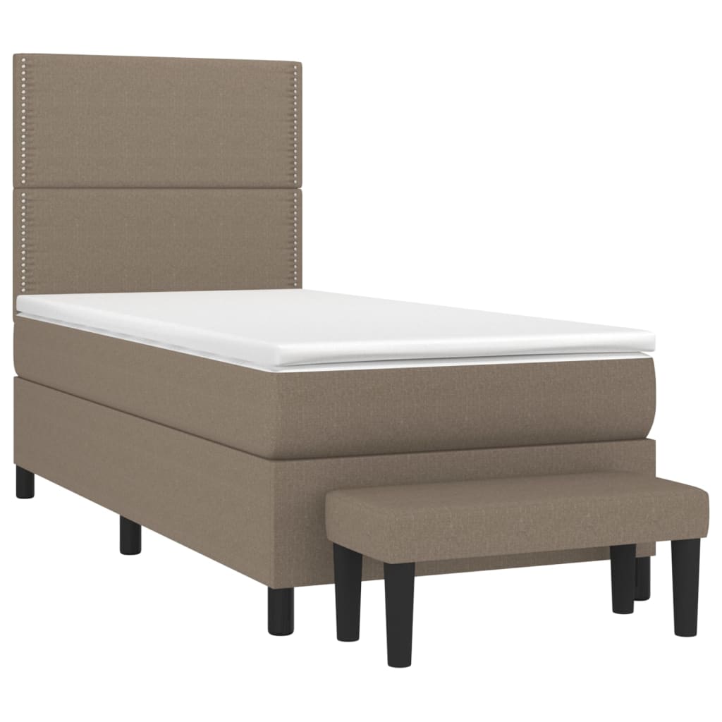 Boxspring met matras stof taupe 90x200 cm is nu te koop bij PeponiXL, paradijselijk wonen!
