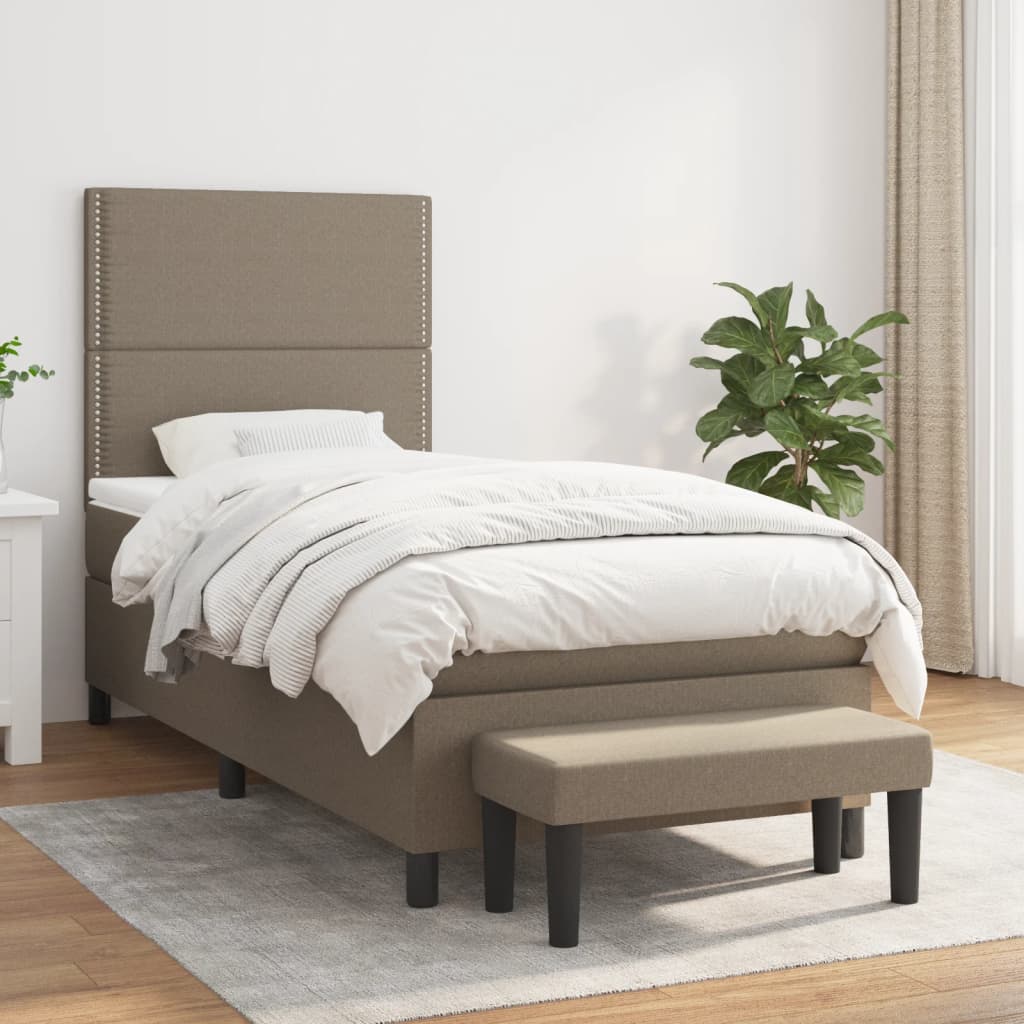 Boxspring met matras stof taupe 90x200 cm is nu te koop bij PeponiXL, paradijselijk wonen!