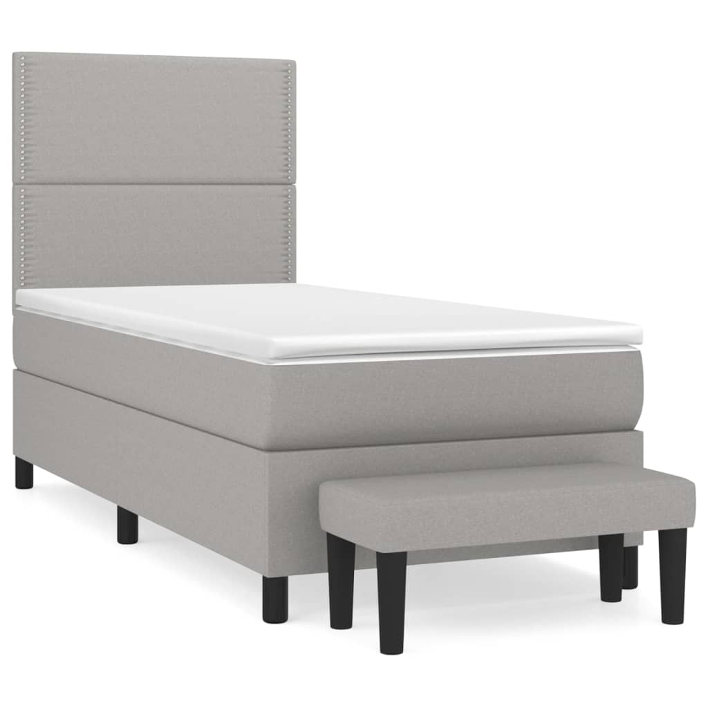 Boxspring met matras stof lichtgrijs 100x200 cm is nu te koop bij PeponiXL, paradijselijk wonen!