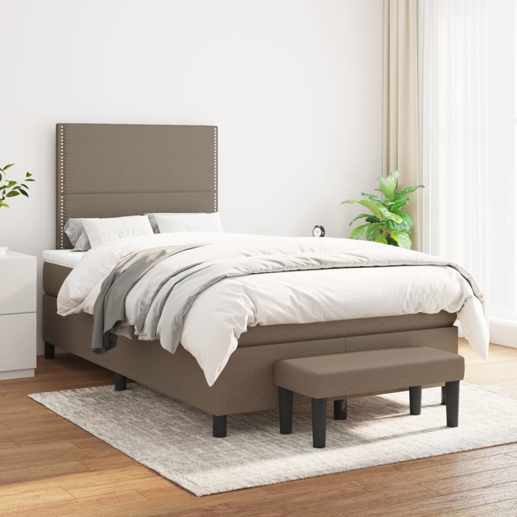 Boxspring met matras stof taupe 120x200 cm is nu te koop bij PeponiXL, paradijselijk wonen!