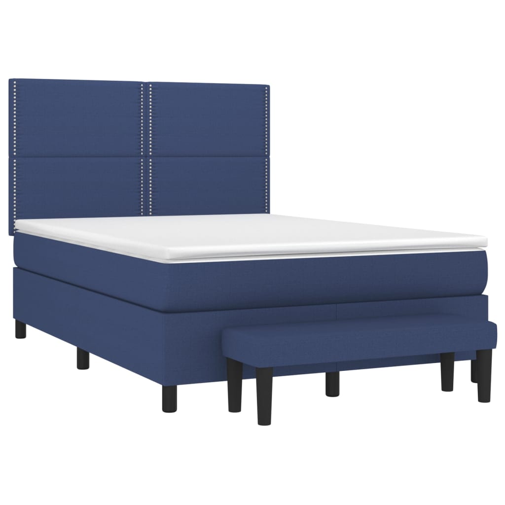 Boxspring met matras stof blauw 140x190 cm is nu te koop bij PeponiXL, paradijselijk wonen!