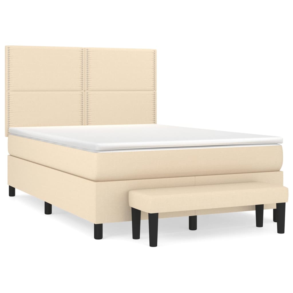 Boxspring met matras stof crèmekleurig 140x200 cm is nu te koop bij PeponiXL, paradijselijk wonen!