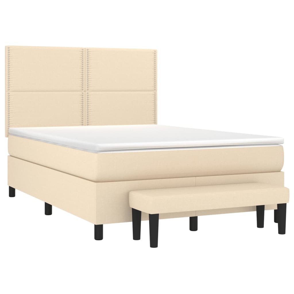 Boxspring met matras stof crèmekleurig 140x200 cm is nu te koop bij PeponiXL, paradijselijk wonen!
