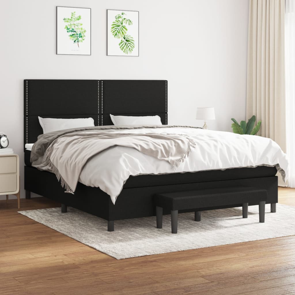Boxspring met matras stof zwart 160x200 cm is nu te koop bij PeponiXL, paradijselijk wonen!