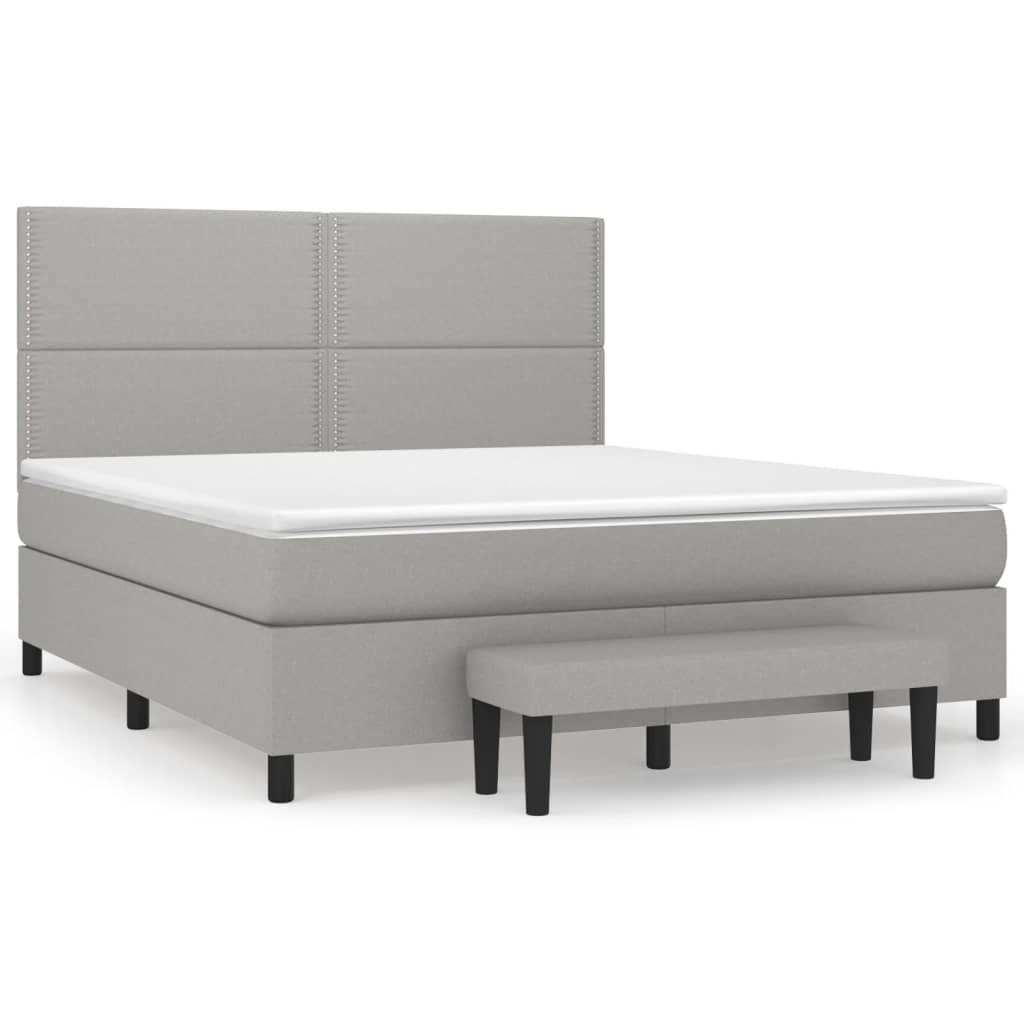 Boxspring met matras stof lichtgrijs 180x200 cm is nu te koop bij PeponiXL, paradijselijk wonen!
