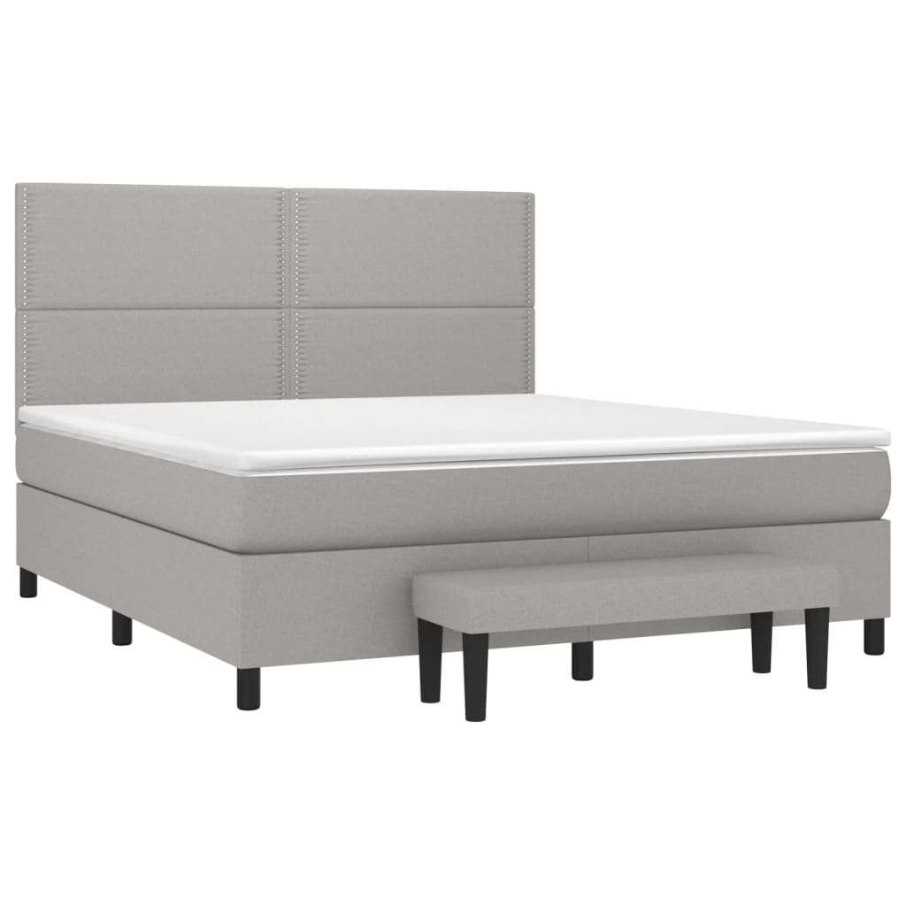 Boxspring met matras stof lichtgrijs 180x200 cm is nu te koop bij PeponiXL, paradijselijk wonen!