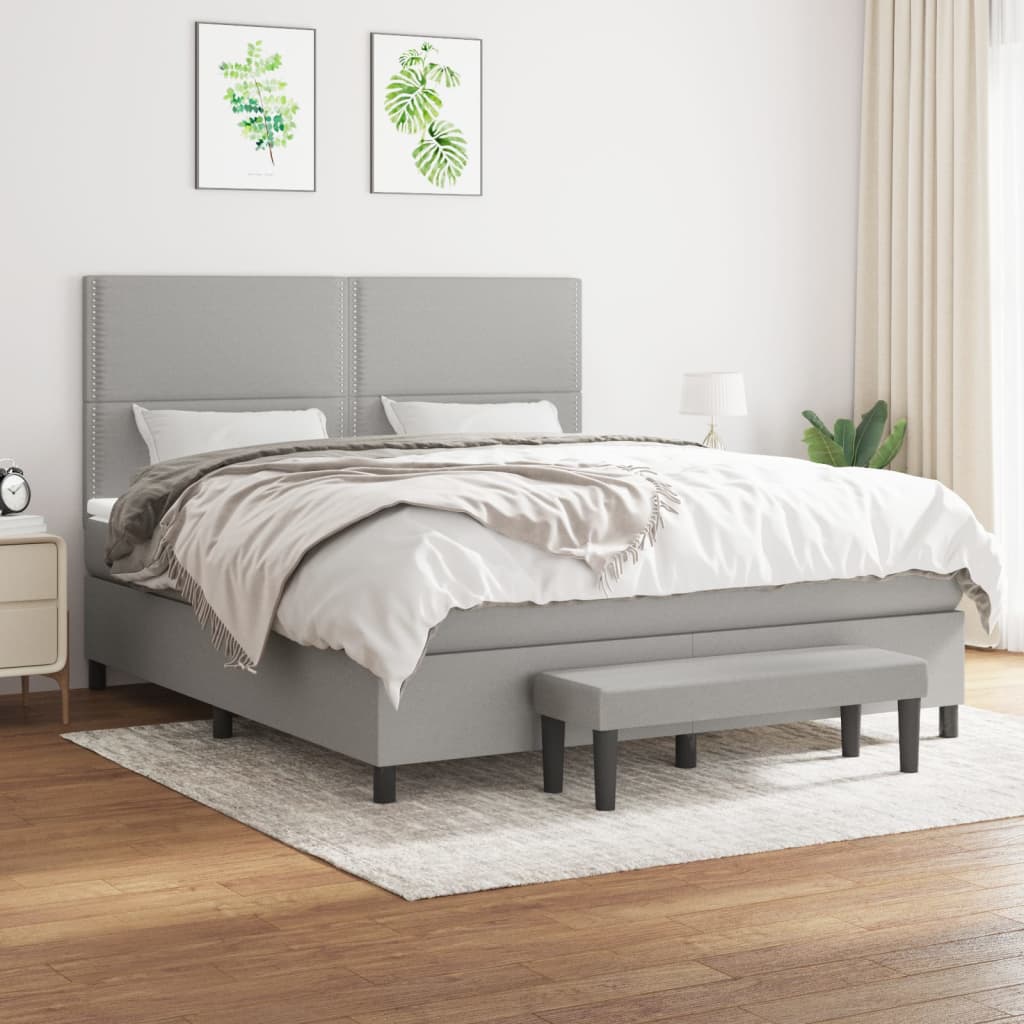 Boxspring met matras stof lichtgrijs 180x200 cm is nu te koop bij PeponiXL, paradijselijk wonen!