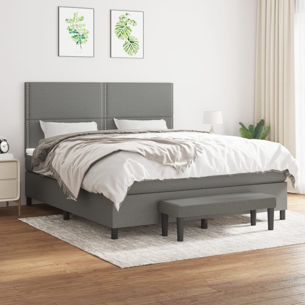 Boxspring met matras stof donkergrijs 180x200 cm is nu te koop bij PeponiXL, paradijselijk wonen!