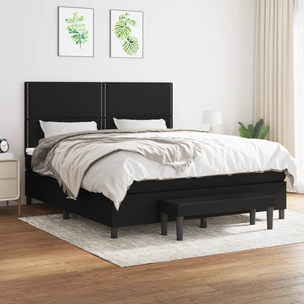 Boxspring met matras stof zwart 180x200 cm is nu te koop bij PeponiXL, paradijselijk wonen!