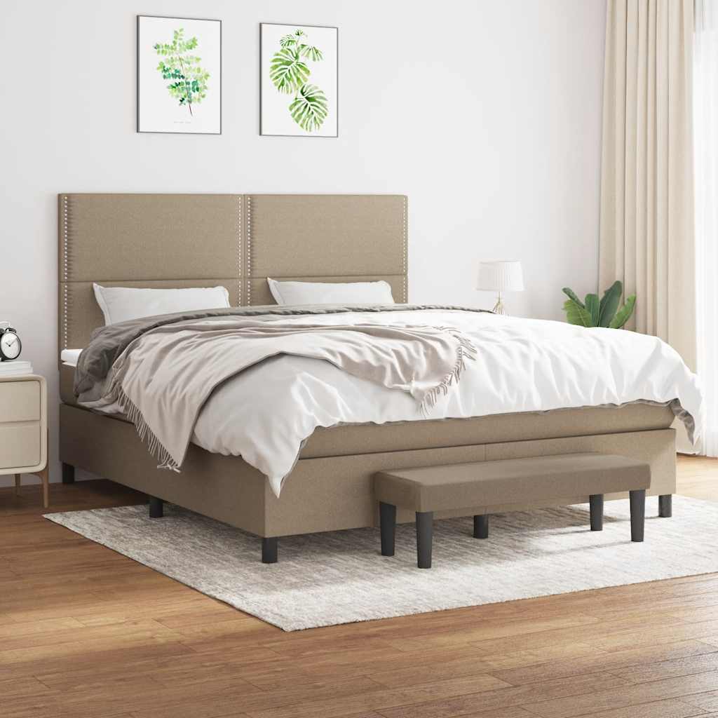 Boxspring met matras stof taupe 180x200 cm is nu te koop bij PeponiXL, paradijselijk wonen!