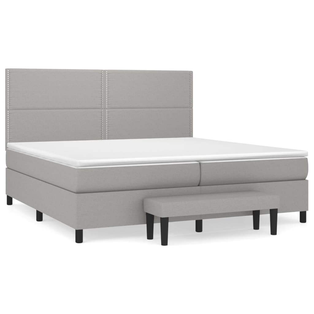 Boxspring met matras stof lichtgrijs 200x200 cm is nu te koop bij PeponiXL, paradijselijk wonen!
