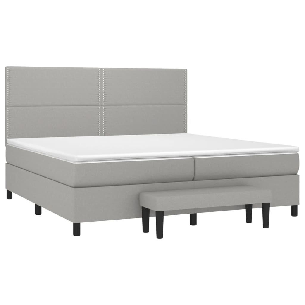 Boxspring met matras stof lichtgrijs 200x200 cm is nu te koop bij PeponiXL, paradijselijk wonen!