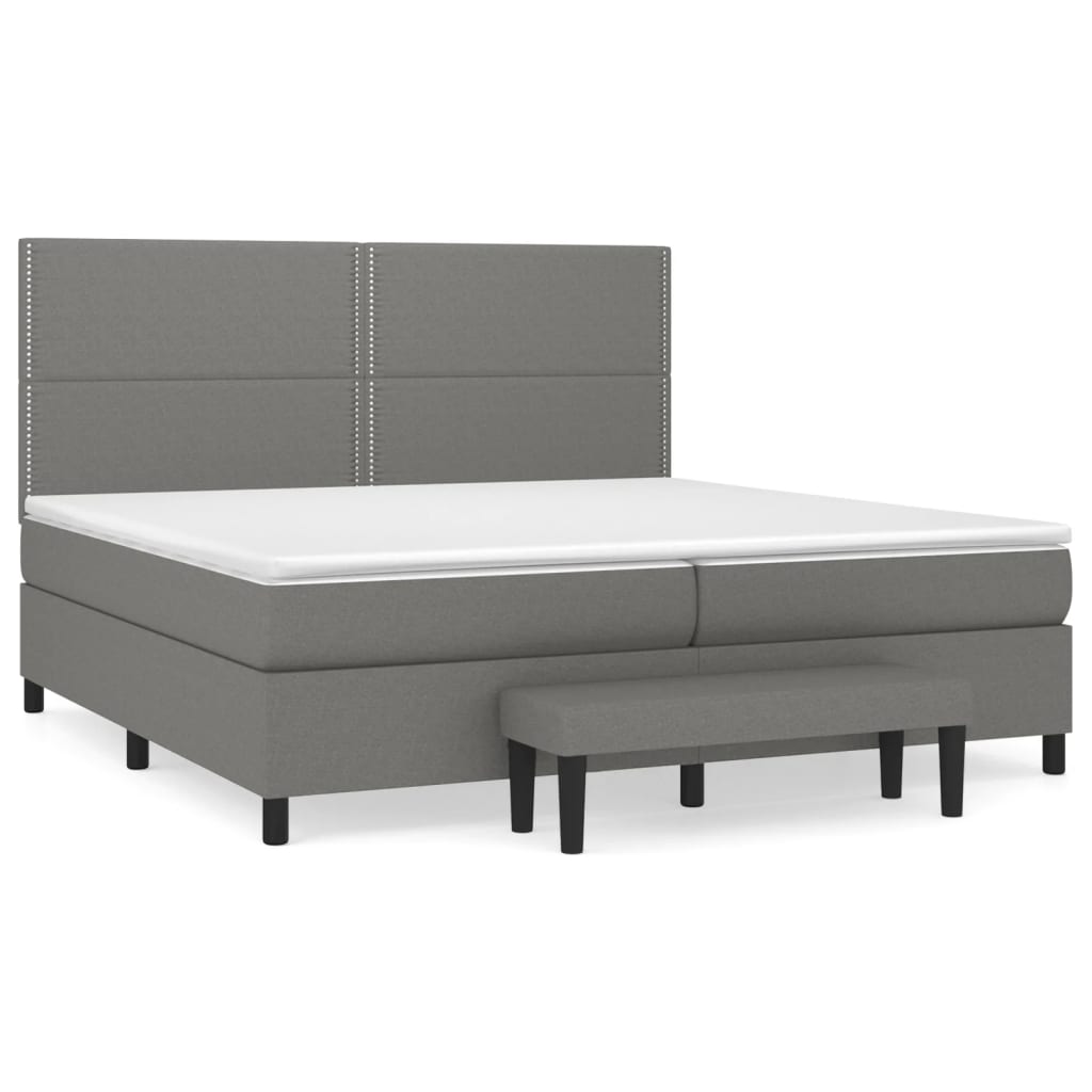 Boxspring met matras stof donkergrijs 200x200 cm is nu te koop bij PeponiXL, paradijselijk wonen!