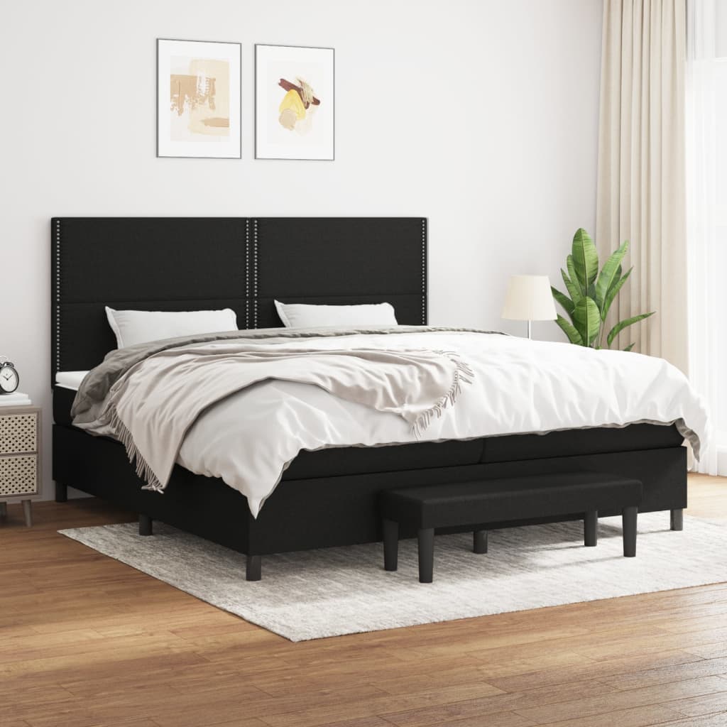 Boxspring met matras stof zwart 200x200 cm is nu te koop bij PeponiXL, paradijselijk wonen!