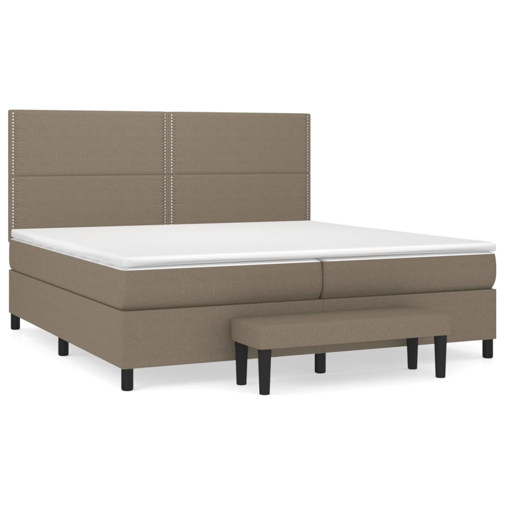 Boxspring met matras stof taupe 200x200 cm is nu te koop bij PeponiXL, paradijselijk wonen!