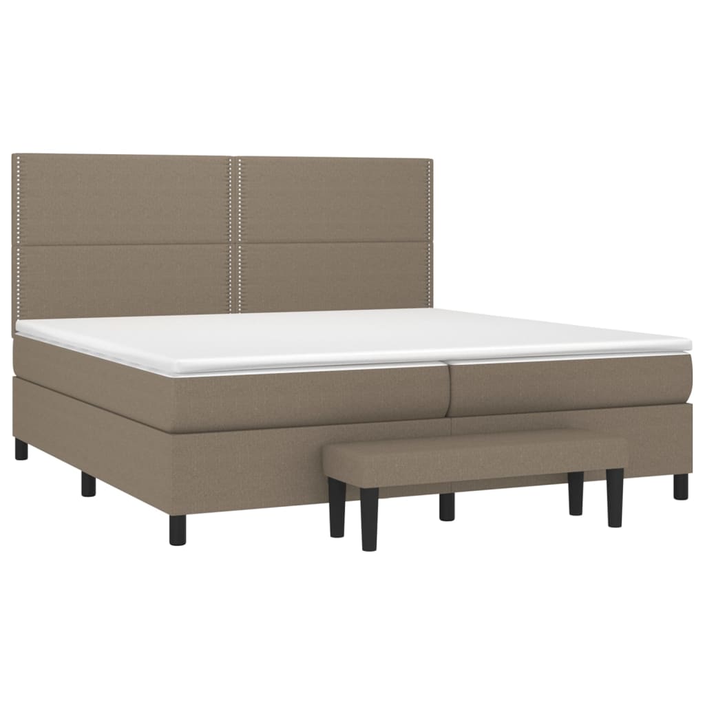 Boxspring met matras stof taupe 200x200 cm is nu te koop bij PeponiXL, paradijselijk wonen!