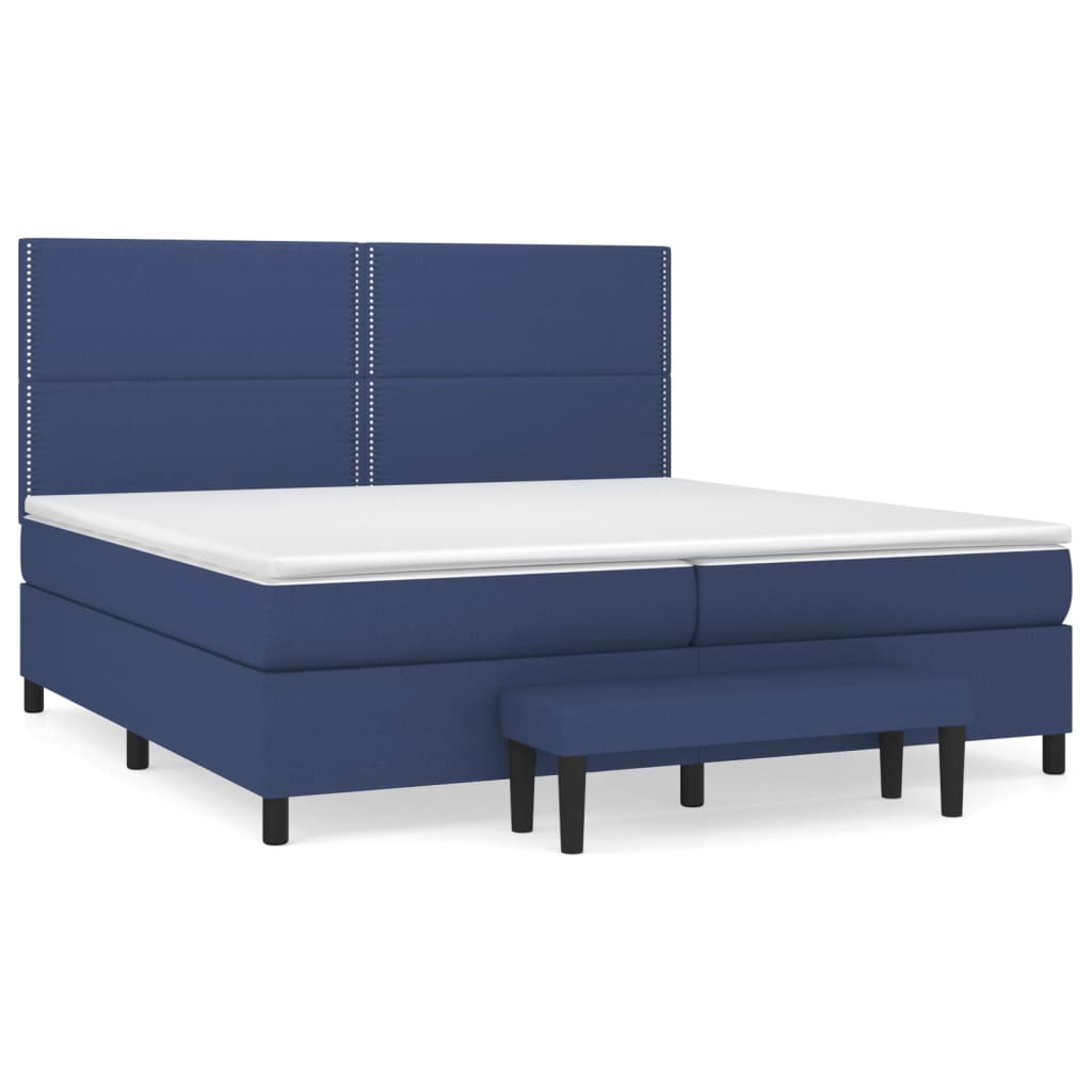 Boxspring met matras stof blauw 200x200 cm is nu te koop bij PeponiXL, paradijselijk wonen!