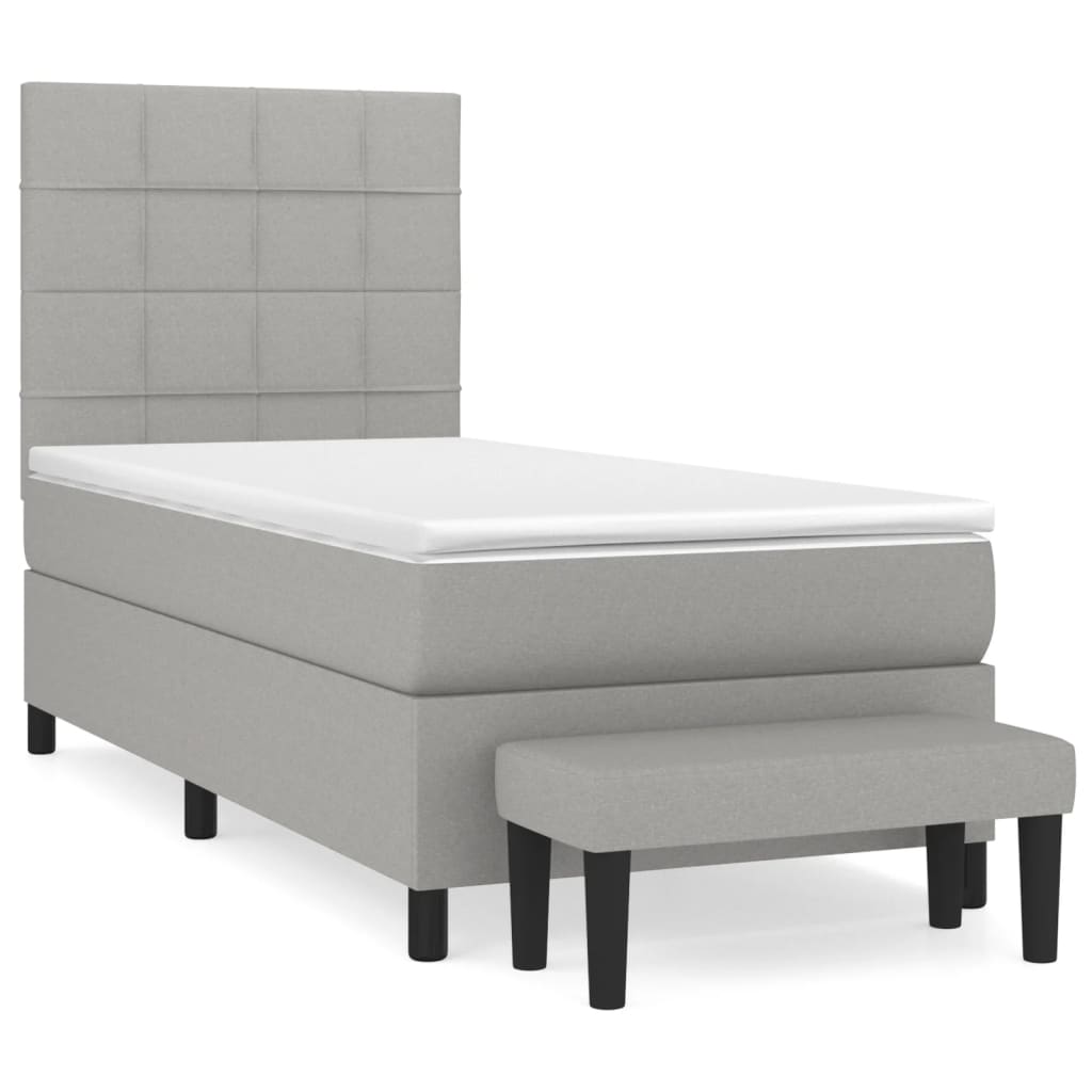 Boxspring met matras stof lichtgrijs 80x200 cm is nu te koop bij PeponiXL, paradijselijk wonen!