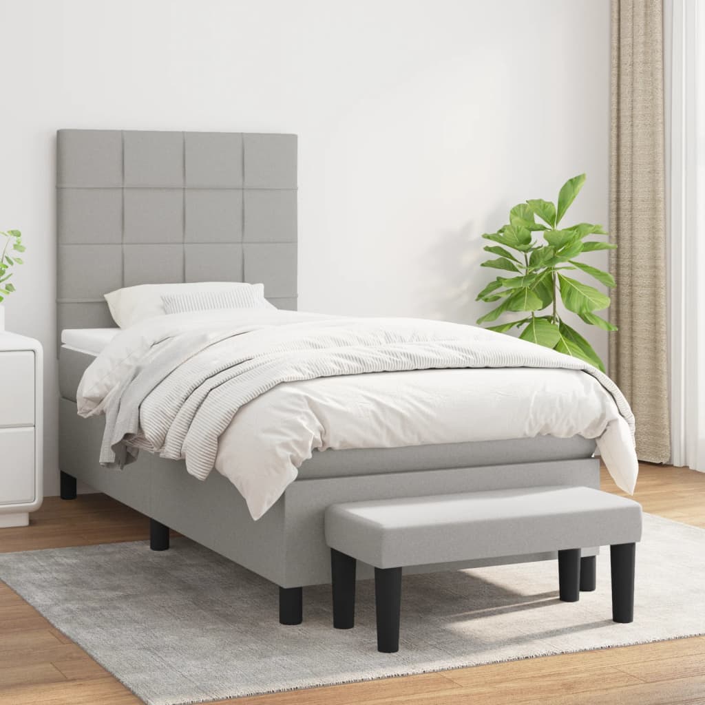 Boxspring met matras stof lichtgrijs 80x200 cm is nu te koop bij PeponiXL, paradijselijk wonen!