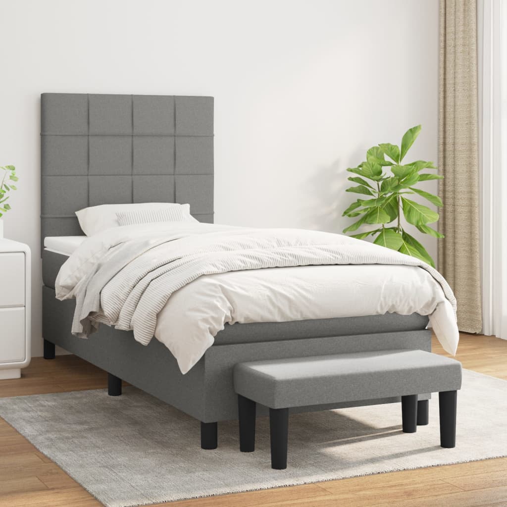 Boxspring met matras stof donkergrijs 80x200 cm is nu te koop bij PeponiXL, paradijselijk wonen!