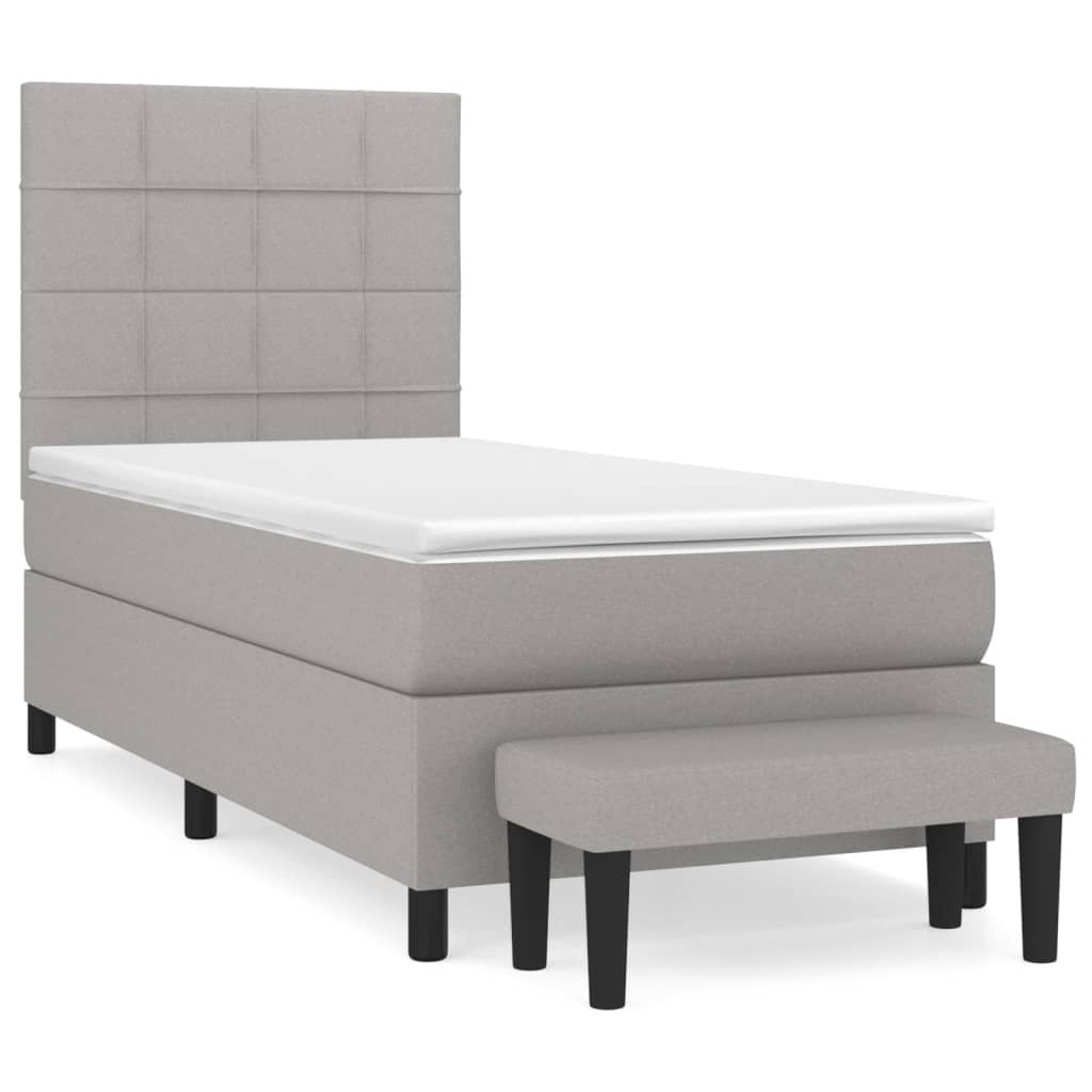 Boxspring met matras stof lichtgrijs 90x190 cm is nu te koop bij PeponiXL, paradijselijk wonen!
