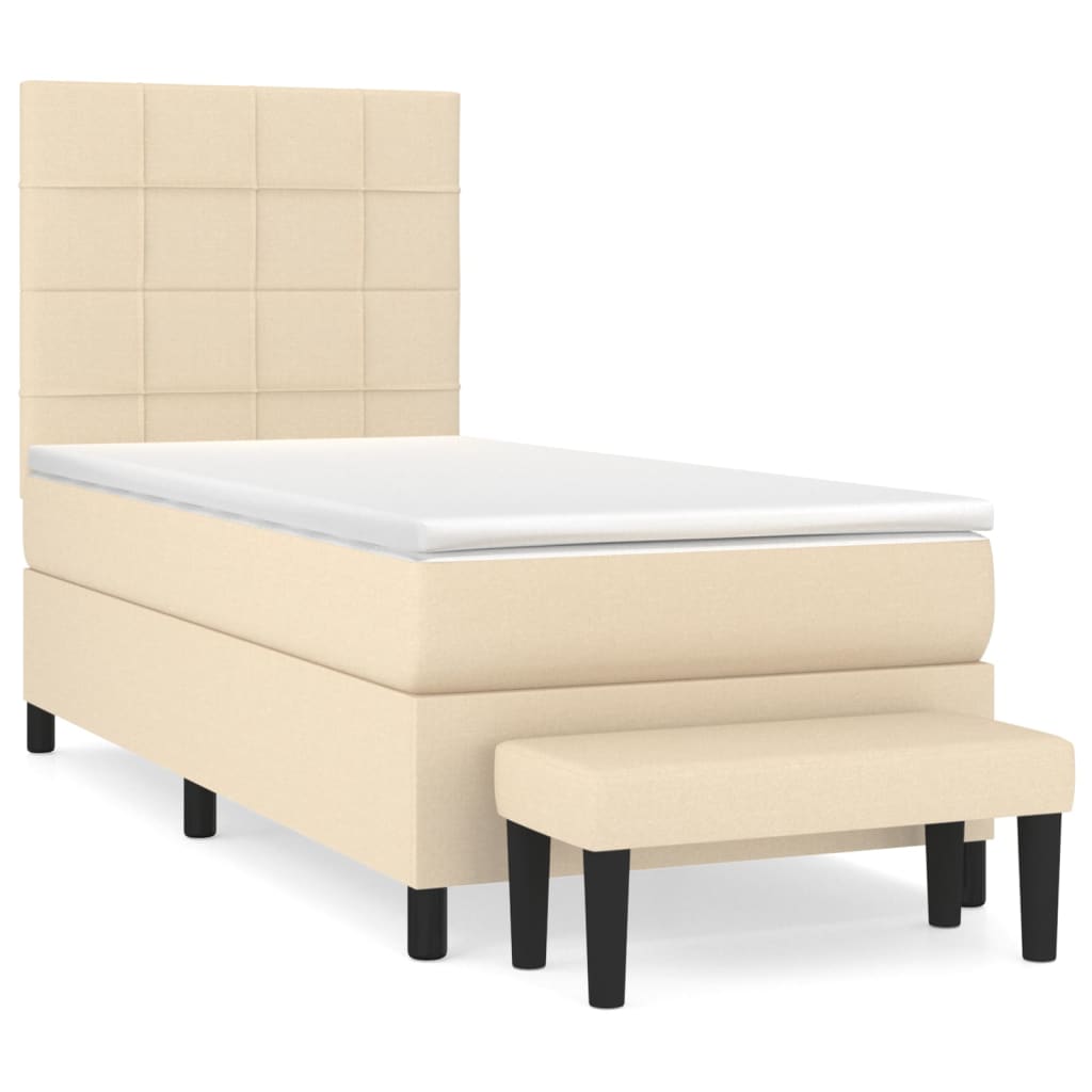 Boxspring met matras stof crèmekleurig 90x190 cm is nu te koop bij PeponiXL, paradijselijk wonen!